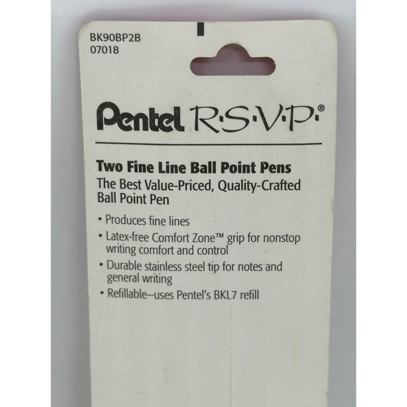 NEW Pentel R.S.V.P. Red Ink Ballpoint Pens Fine Point 2-Pack | Latex-Free Grip - Picture 7 of 7